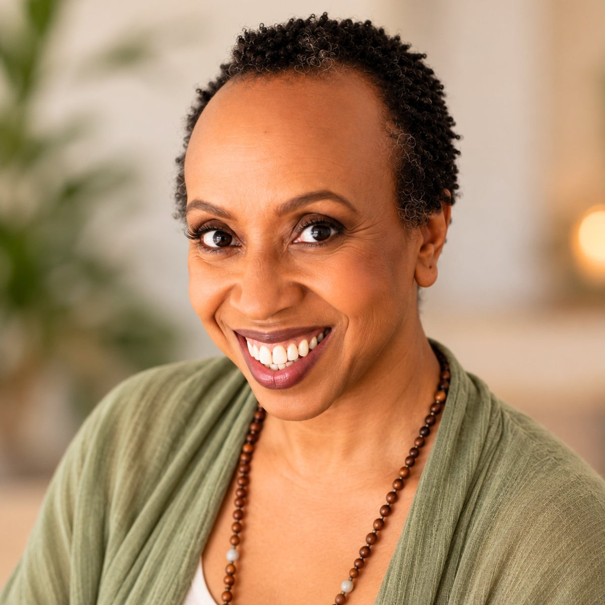 Portrait of Sherry Steine, Certified Yoga Therapist and Certified Aromatherapist, facilitator of Wigenton Candle Co.'s Chair Yoga, Breathwork, and Aromatherapy wellness experiences.