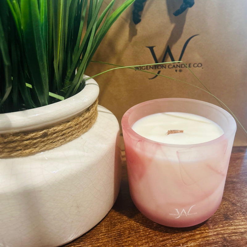 Breast cancer awareness candle with Cozy scent by Wigenton Candle Co. 