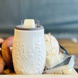 The Flip Dish Wax Electric Warmer works great with our artisan soy wax melts plus once warmer is cooled and wax is solidified you can simply press the bottom of the dish to remove the used Wax. 